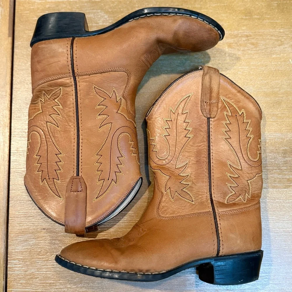 Old‎ West Youth Western Boot #1129 Corona Calf Leather Tan Size 2